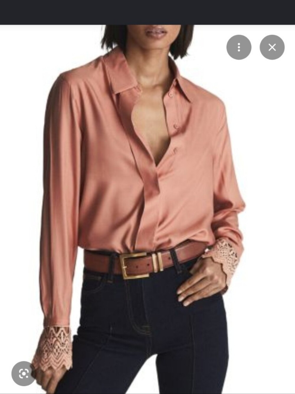 Reiss Zandra Lace Cuff Blouse Silk Blend